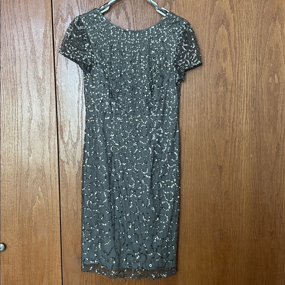 Adrianna Papell Gray Sequin Dress